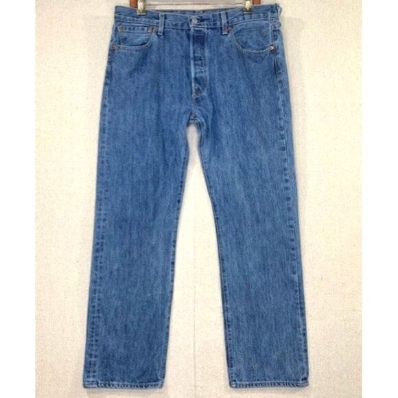 Levis 501XX Original Fit Button-Fly Jeans W34 L29 Blue Straight Leg Button Fly - Picture 1 of 12